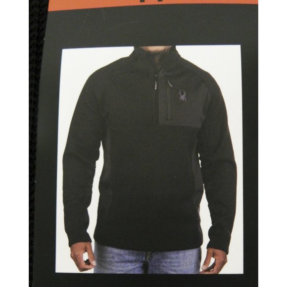 Spyder Mens Half Zip Fleece Lined Knit Sweater / Pullover • Black • Sz M • NWT - Picture 10 of 12